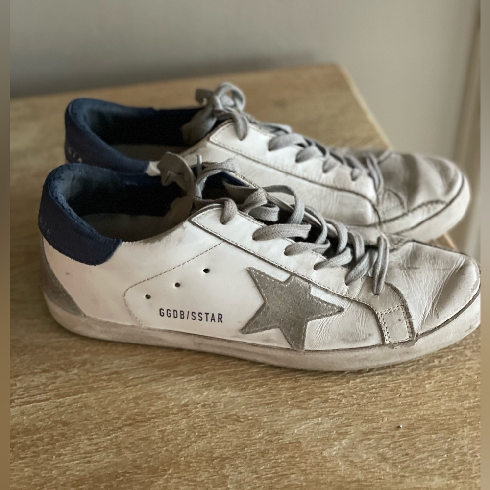 Authentic  Golden Goose  White and Navy Sneakers. Size 39. - Picture 6 of 8